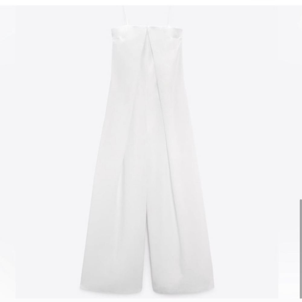 ZARA STRAPLESS LINEN BLEND JUMPSUIT WHITE - Picture 9 of 15